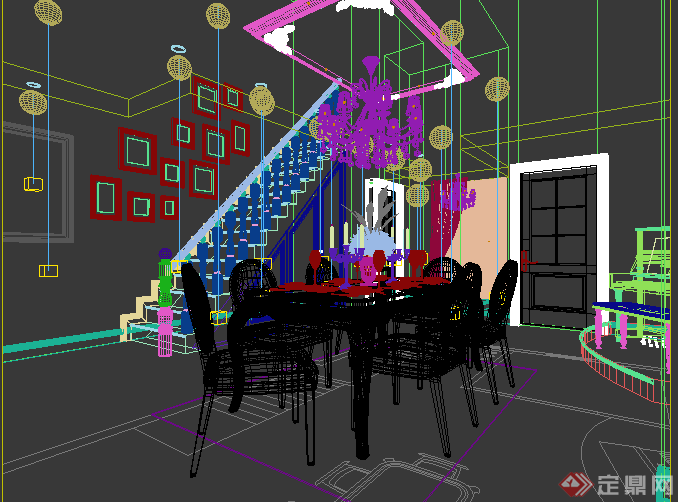 某现代住宅空间餐厅设计3DMAX模型(1)
