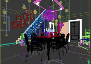 某现代住宅餐厅设计3DMAX模型素材