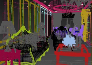 某欧式客餐厅整体装饰设计3dmax模型