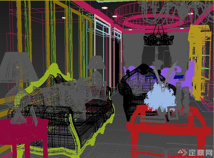 某欧式客餐厅整体装饰设计3dmax模型(1)