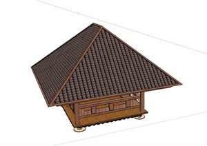 某东南亚木质四角亭设计SU(草图大师)模型