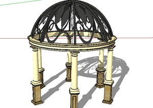 某欧式圆形景观亭设计SU(草图大师)模型素材