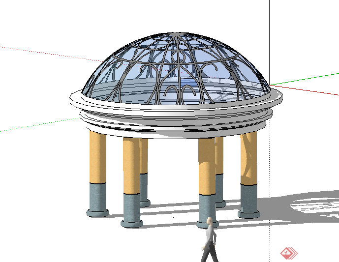 某欧式圆形景观亭设计SU模型素材2(1)