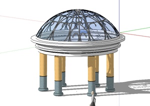 某欧式圆形景观亭设计SU(草图大师)模型素材2