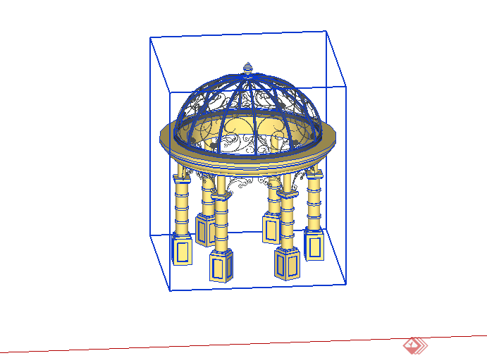 某欧式圆形特色景观亭设计SU模型(1)