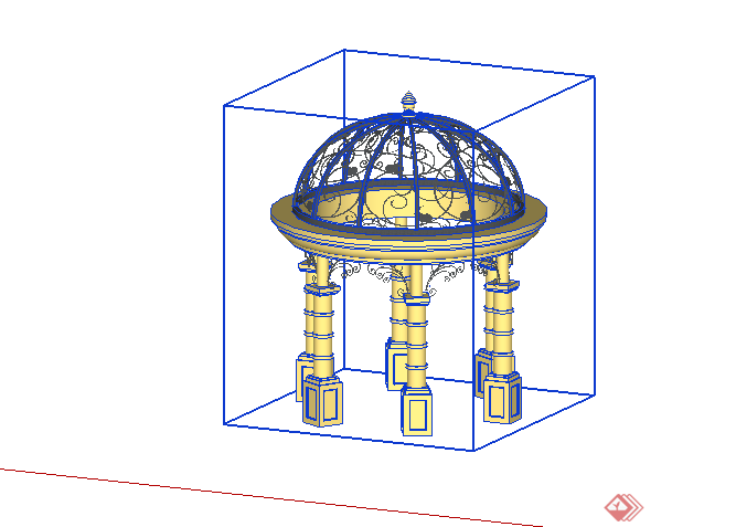某欧式圆形特色景观亭设计SU模型(2)