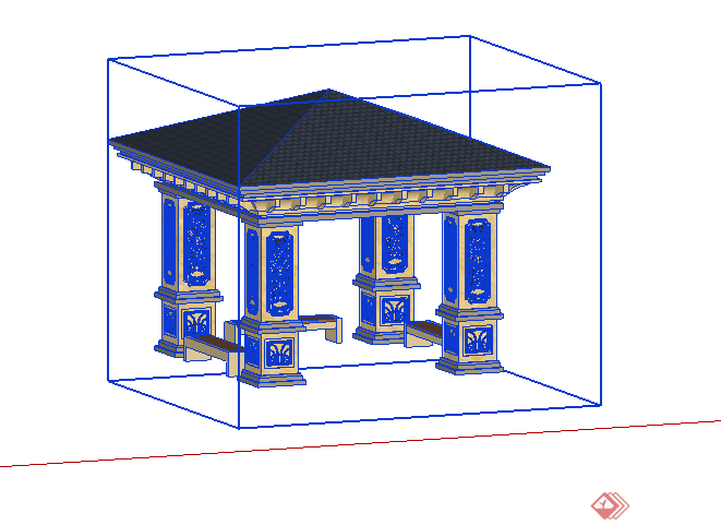 某欧式四角亭设计SU模型素材4(1)