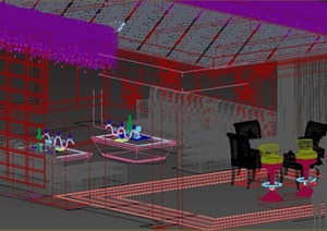 某现代风格包间室内装饰设计3dmax模型