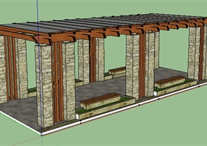 园林景观之现代廊架设计SU(草图大师)模型3