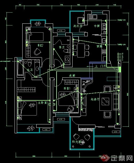 某样板间室内立面图以及建筑电气图(1)