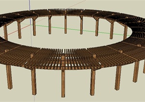 园林景观之现代圆形廊架设计方案SU(草图大师)模型