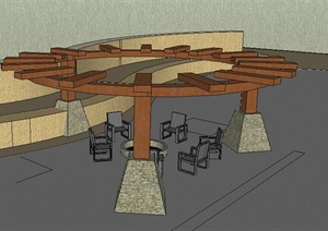 园林景观之现代廊架设计方案SU(草图大师)模型8