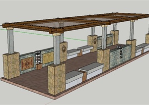 园林景观之现代廊架设计方案SU(草图大师)模型15