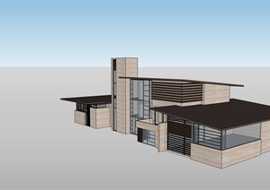 某小会所建筑设计SU(草图大师)模型