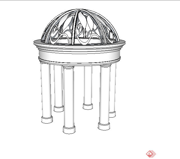 某欧式圆形景观亭设计SU模型素材4(2)