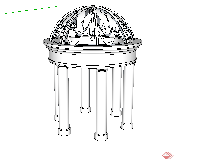 某欧式圆形景观亭设计SU模型素材4(1)