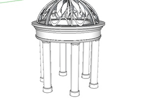 某欧式圆形景观亭设计SU(草图大师)模型素材4