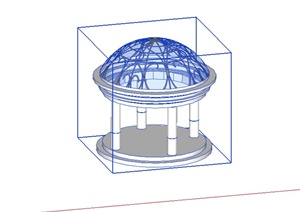 某欧式圆形景观亭设计SU(草图大师)模型素材5
