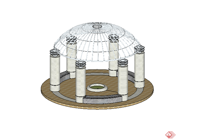 某欧式铁艺圆形景观亭设计SU模型素材2(1)