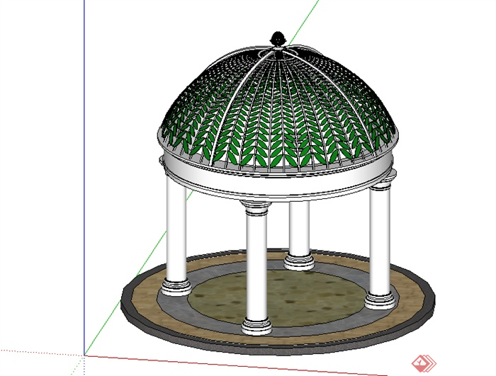 某欧式圆形景观亭设计SU模型素材6(1)