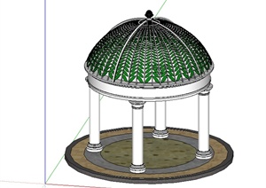 某欧式圆形景观亭设计SU(草图大师)模型素材6