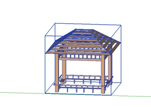 某现代木质景亭设计SU(草图大师)模型素材3