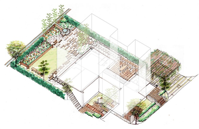 某别墅建筑户型设计方案（dwg格式、含效果图）(3)