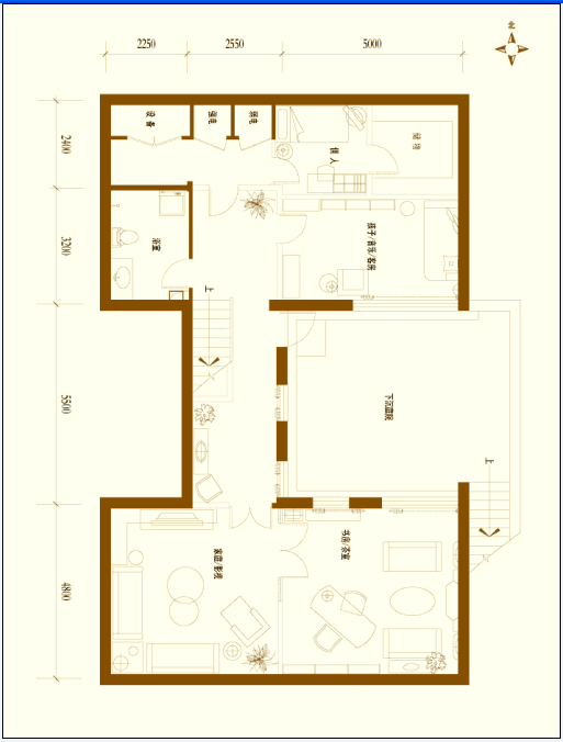 某别墅建筑户型设计方案（dwg格式、含效果图）(5)
