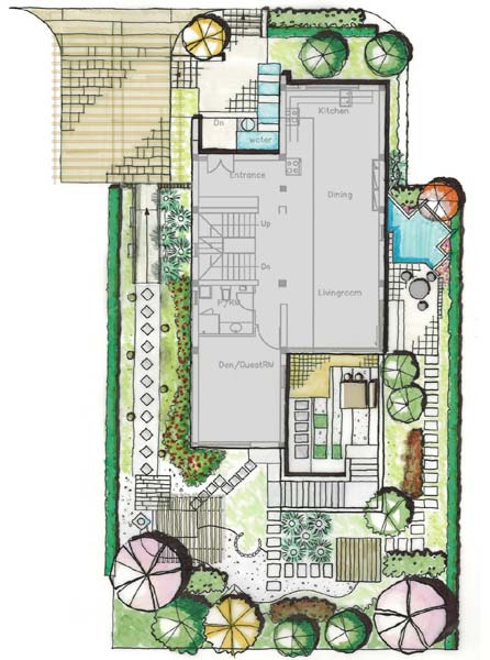 某现代二层别墅建筑设计（含效果图、庭院景观、户型图）