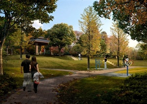 某公园休憩运动景观设计效果图PSD分层素材