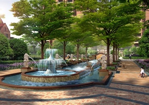 某住宅区中央喷泉景观设计PSD效果图