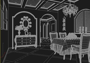 某地中海风格客厅餐厅室内设计3DMAX模型