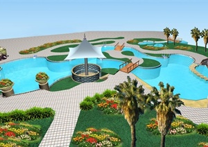 多个泳池水景设计施工图（含效果图）