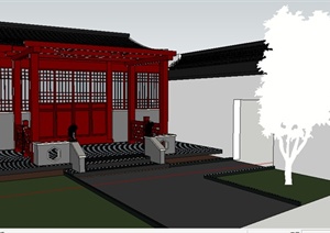 某古典中式庭院设计SU(草图大师)模型素材