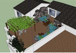 某住宅屋顶花园景观设计SU(草图大师)模型