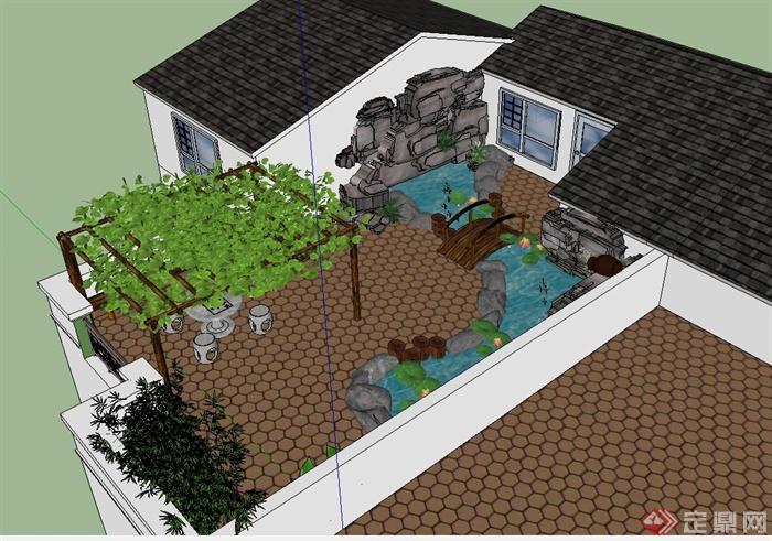 某住宅屋顶花园景观设计SU模型(1)