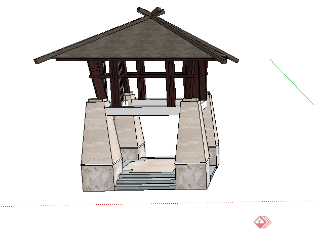 某新中式景亭设计SU模型素材(1)