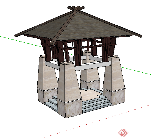 某新中式景亭设计SU模型素材(2)