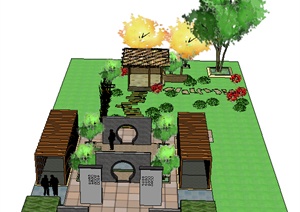 园林景观之庭院花园设计方案SU(草图大师)模型5