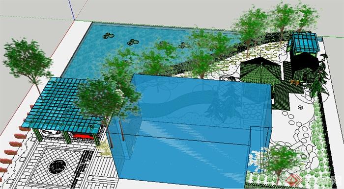 园林景观之庭院花园设计方案SU模型8(2)