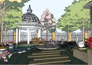 某欧式庭院景观设计SU(草图大师)模型