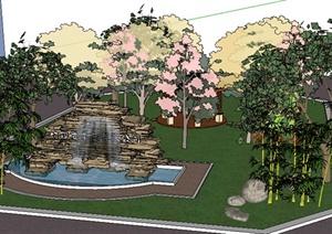 园林景观之庭院花园设计方案SU(草图大师)模型15