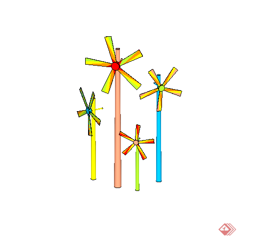 某园林景观小品风车设计SU模型素材(2)