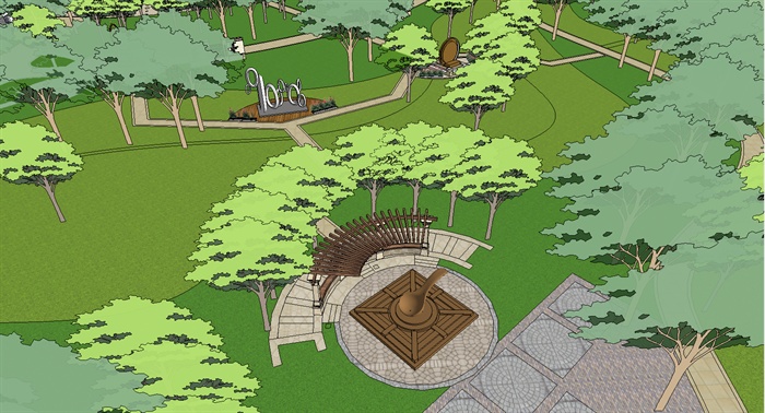 某廉政主题公园景观设计SU模型