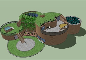某屋顶花园景观设计SU(草图大师)模型（1）