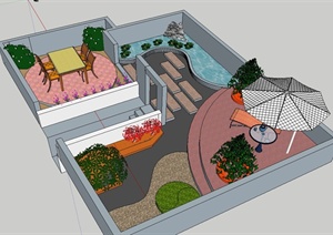 某庭院花园景观设计SU(草图大师)模型1