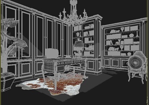 某简欧室内设计书房装饰3DMAX模型