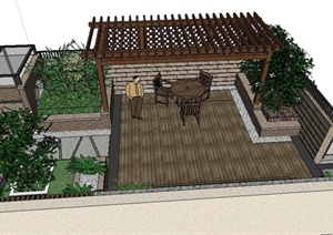 某别墅住宅屋顶花园景观设计SU(草图大师)模型