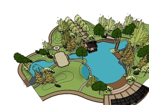 某住宅区中央水池景观设计SU(草图大师)模型