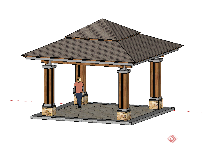 某现代中式景亭设计SU模型素材(2)
